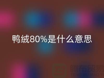 白鴨絨80%是什么意思？@杭州羽絨收購廠家